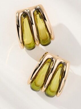 REVOLVE 8 other reasons droplet Gold-Tone Earrings with  Green earrings NEW